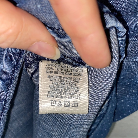 Anthro Cloth & Stone Polka Dot Chambray Shirt Top - Picture 5 of 6